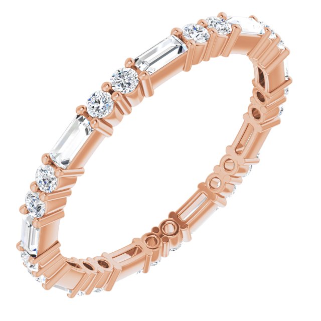 0.94 ct.Round & Straight Baguette Diamond Eternity Band-VIRABYANI